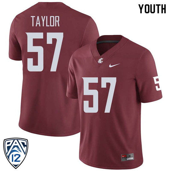 Youth #57 Willie Taylor Washington State Cougars College Football Jerseys Sale-Crimson